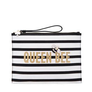 Kate Spade black white Queen Bee Bella Clutch Wristlet purse bag *PLEASE READ*